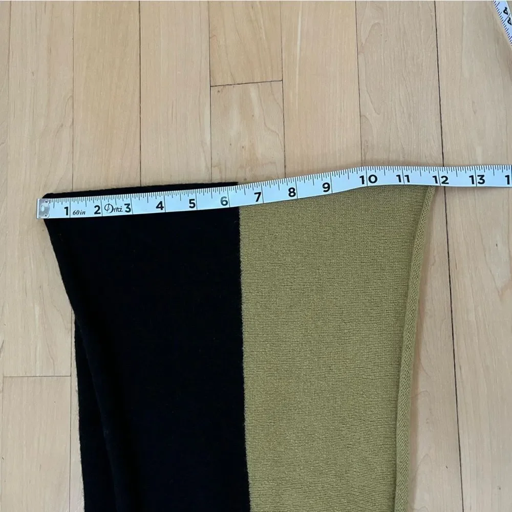 Brodie Cashmere Color-block 100% Cashmere Infinity Scarf In Green Black NWOT